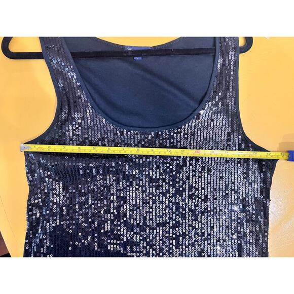 Gap Womens Sequin Top Blouse Sleeve Scoop Neck Stretch Retro Party Black Size L - Picture 7 of 8